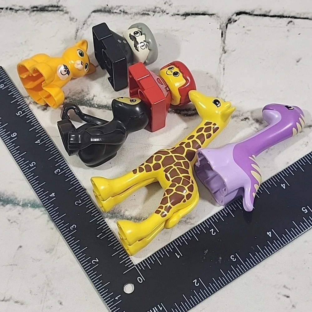 Lego Duplo Figures Mixed Lot Of 6 Animals Giraffe Dino Cat Monkey Blocky People‎